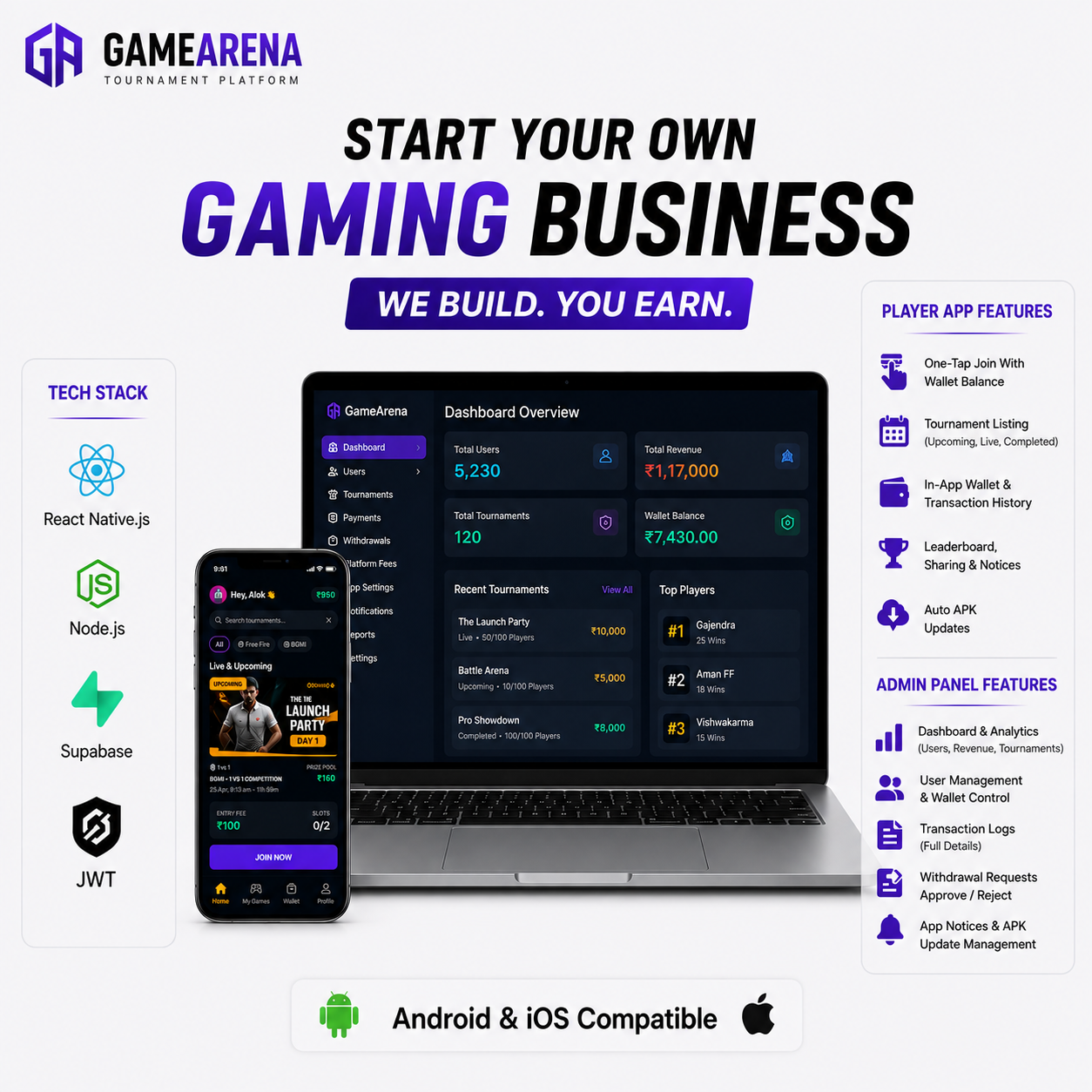 GameArena – Gaming Tournament Platform : Complete E-sports Arena